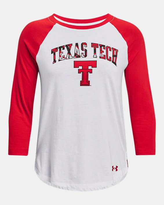 Women's UA Performance Cotton Collegiate Baseball T-Shirt, Red, pdpMainDesktop image number 3
